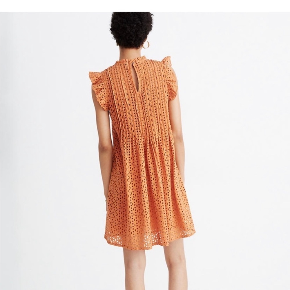 NWOT madewell pintuck mini dress burnt orange small - Picture 3 of 5